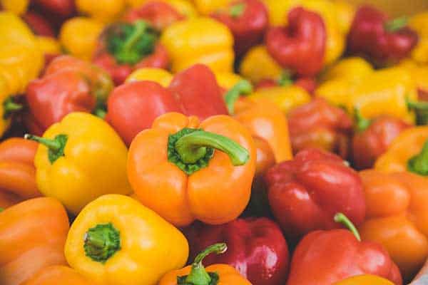 yellow, orange and red bell peppers