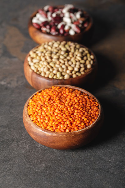 red and brown lentils